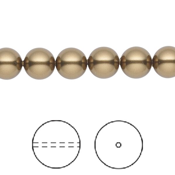 Pearl 50pk antique brass, Crystal Passions® 8mm round 5810 image number 0
