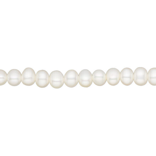 Pearl, White Lotus™, cultured freshwater (bleached), white, 4-4.5mm semi-round, A- grade, Mohs hardness 2-1/2 to 4. Sold per 15-1/2" to 16" strand. image number 0