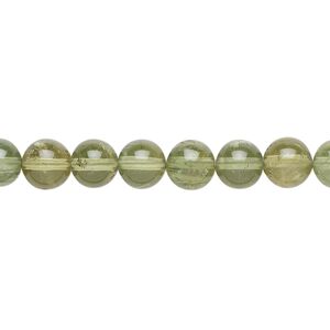 Green apatite 1pkg1, round bead natural , 8 inch 6mm