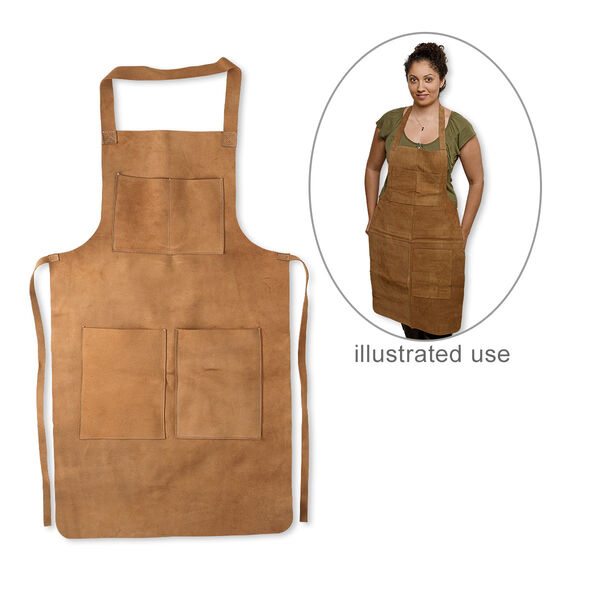 Apron, leather suede, 35x20 inches with 4 pockets and 22-inch straps. Sold individually. image number 0