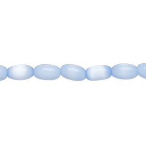 Bead, fiber optic glass, pkg/14 inch, opaque blue, 7x5mm center-drilled oval.