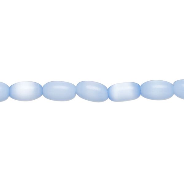 Bead, fiber optic glass, pkg/14 inch, opaque blue, 7x5mm center-drilled oval. image number 0