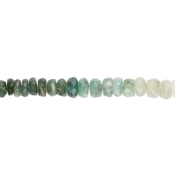 Emerald 1pkg1, hand-cut faceted rondelle bead C grade, 15 inch 3x1mm-5x3mm image number 0