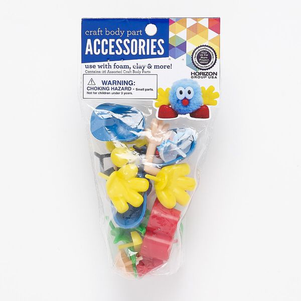 Embellishment mix, plastic, multicolored, 20x9mm-70x50mm assorted shape. Sold per 26-piece set. image number 0