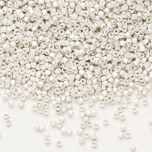 Seed bead, Delica®, glass, pkg/50g, #11 round, opaque silver-plated matte (DB-551F).