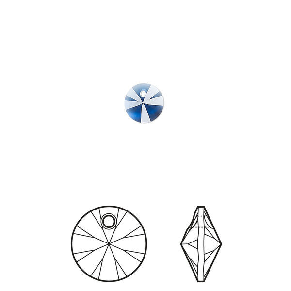 Drop 720pk dark sapphire, Swarovski® ReCreated™ 6mm pendant mini disk 6428 image number 0