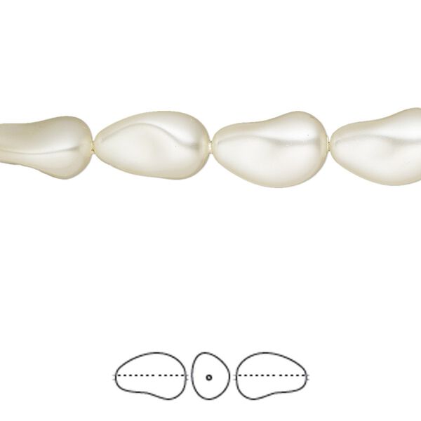 Pearl 10pk cream, Crystal Passions® 12x8mm baroque drop 5843 image number 0