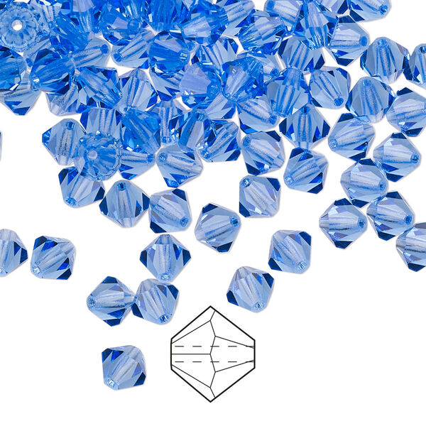 Bead 144pk sapphire, Preciosa Czech crystal 5mm bicone image number 0