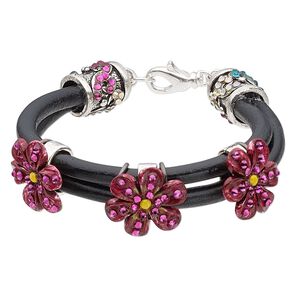 Bracelet, One of a Kind Jewelry, pink and brown, 6-1/2 inches. Only one available.