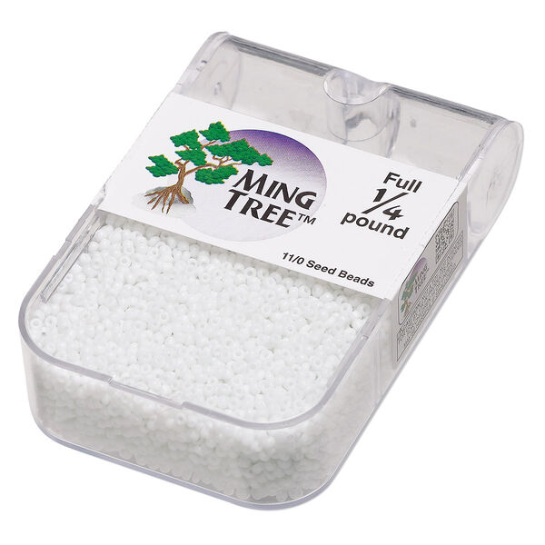 Seed bead, Ming Tree™, glass, pkg/1/4 pound, #11 round, opaque white. image number 0