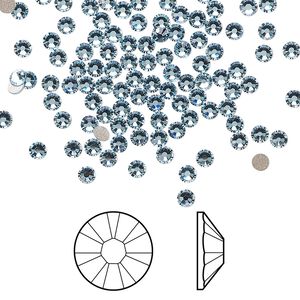 Flat back 144pk aquamarine foil back, Crystal Passions® 2.5-2.7mm rose round SS9 2058
