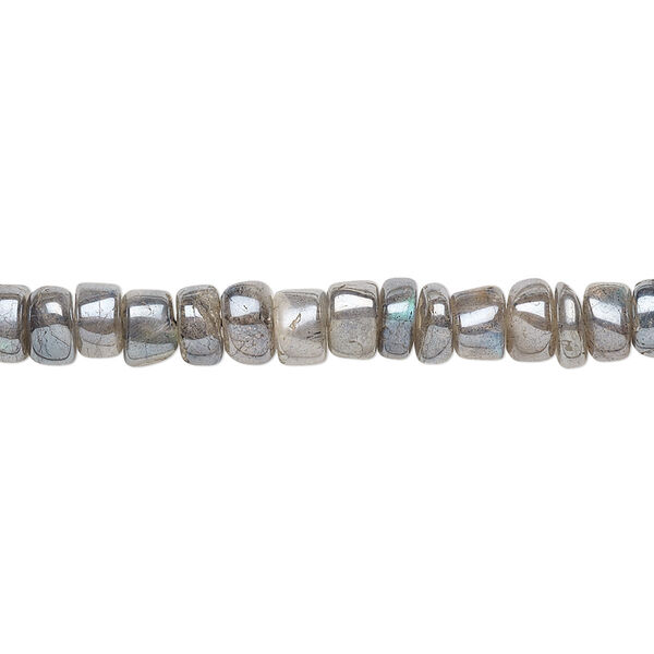 Bead, labradorite (coated), luster, 5x1mm-6x3mm hand-cut tumbled heishi, C grade, Mohs hardness 6 to 6-1/2. Sold per 13-inch strand. image number 0
