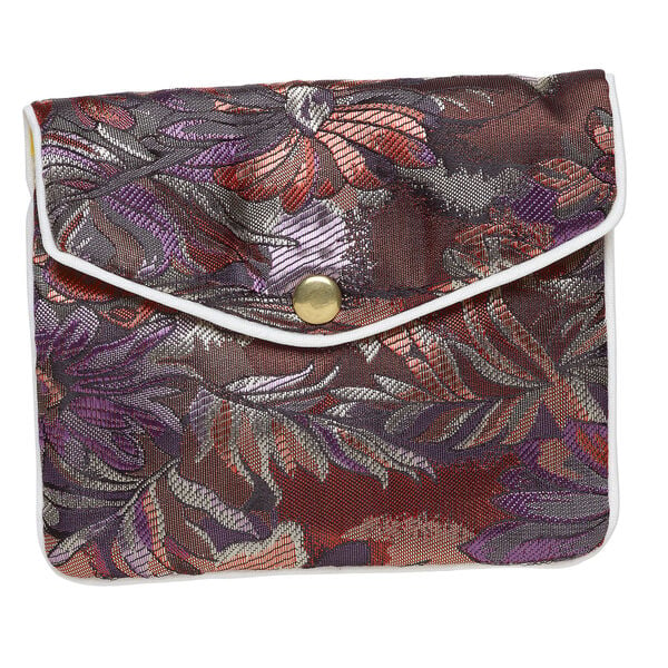 Pouch 1pkg3 rayon and silver-finished steel, multicolored, 4.75x4-inch floral brocade. image number 1