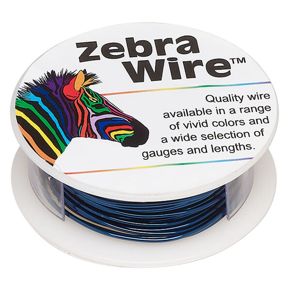 Wire, Zebra Wire™, color-coated copper, sapphire blue, round, 18 gauge. Sold per 10-yard spool. image number 0