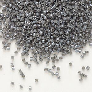 Seed bead, Delica®, glass, pkg/7.5g, #11 round, opaque glazed luster smoke (DB-0268).