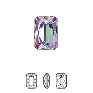 Drop 24pk crystal vitrail light P, Swarovski® 16x11.5mm pendant emerald cut 6435