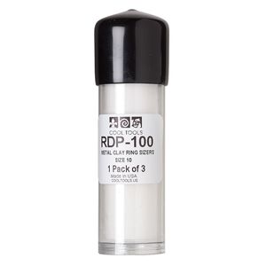 Ring sizer, Redy Pellets, ceramic and plastic, white, 22.5x20mm, size 10. Sold per pkg of 3.