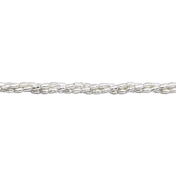 Bead, Hill Tribes, sterling silver, 2x1mm oval. Sold per 8-inch strand, approximately 90 beads. image number 0
