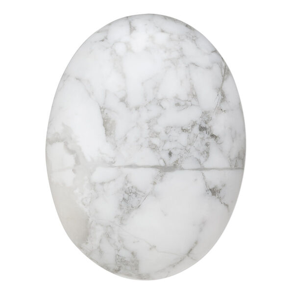 Cabochon, white howlite (natural), 40x30mm calibrated oval, B grade, Mohs hardness 3 to 3-1/2. Sold individually. image number 0
