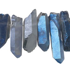 Quartz crystal 1pkg1, hand-cut top-drilled point bead 4 inch 15x4mm-34x12mm