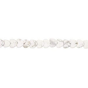 Howlite 1pkg1, flat heart bead natural, 15 inch 4-5mm matte