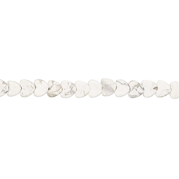 Howlite 1pkg1, flat heart bead natural, 15 inch 4-5mm matte image number 0