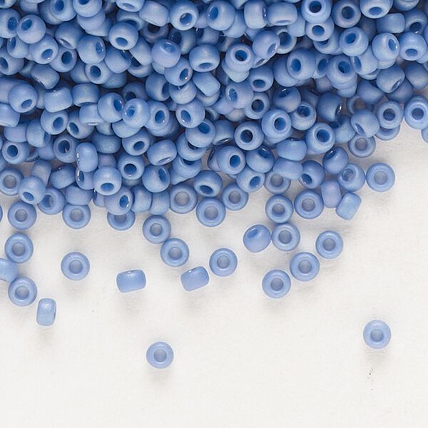 Seed bead, Miyuki, glass, pkg/250g, #11 rocaille, opaque matte rainbow mermaid blue, (RR-4704). image number 0