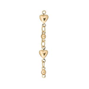 Extender chain 1pkg6 heart, 33mm, gold-finished brass 1.3 inch unfinished