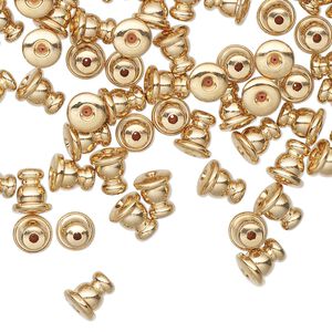 Stick pin clutch, dark gold-finished brass, 6x5.5mm open-ended. Sold per pkg of 100.