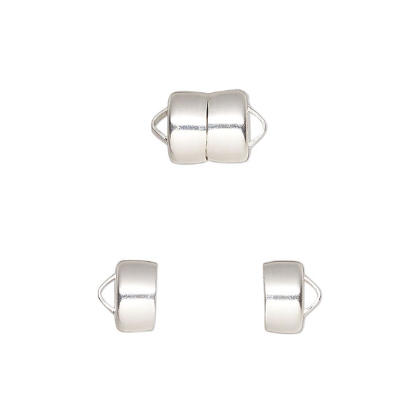 Clasp, Mag-Lok®, magnetic, sterling silver, 8.6x7.7mm barrel. Sold per pkg of 6. image number 0