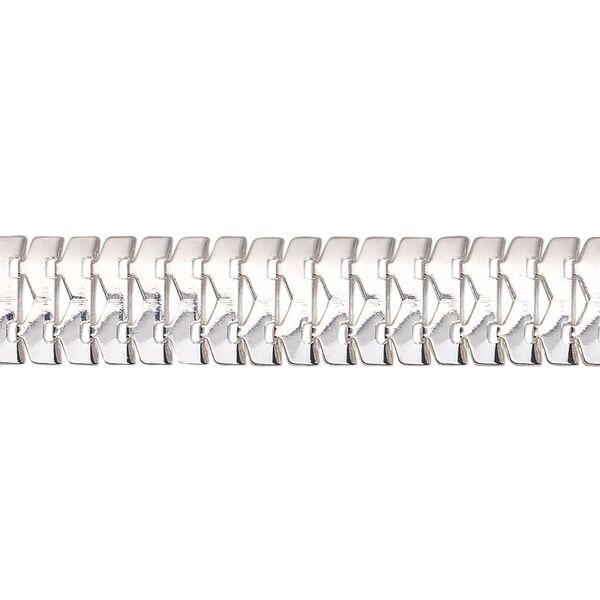 Chain, silver-plated steel, 10mm interlocking band link. Sold per pkg of 5 feet. image number 0