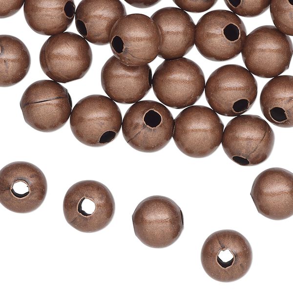 Bead, antique copper-plated steel, 8mm round. Sold per pkg of 100. image number 0