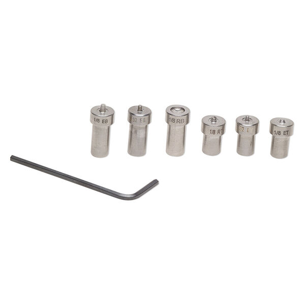 Eyelet and rivet head replacement, steel, black. Sold per 6-piece set. image number 0