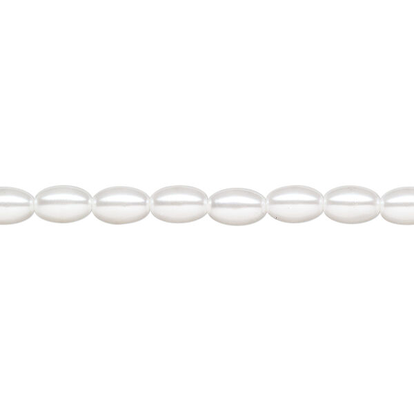 Pearl 1pk white, Celestial Crystal® 6x4mm rice 15.5-16 inch image number 0
