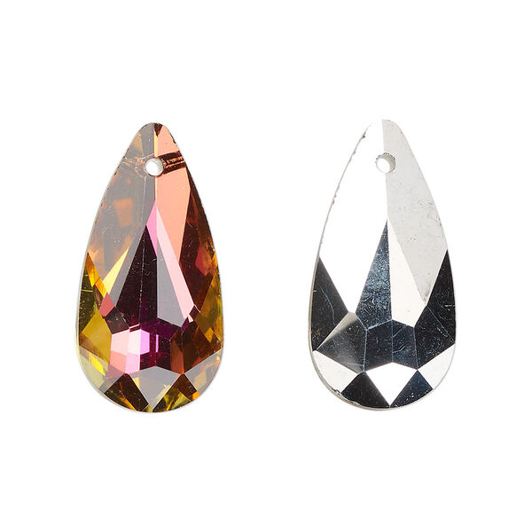 Drop, glass, opaque clear sunset, 24x12mm teardrop. Sold per pkg of 4. image number 0