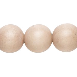 Bead, Taiwanese cheesewood (dyed / waxed), light mauve, 15-16mm round. Sold per 15-1/2" to 16" strand.