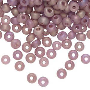 Seed bead glass 1pk #4 round, 50 gram translucent matte rainbow light amethyst