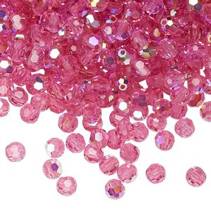 Bead 720pk rose AB, Preciosa Czech crystal 4mm round