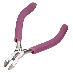 Pliers, Beadalon®, bypass flush cutters, stainless steel and plastic polymer, pkg/1, purple, 5 inches.