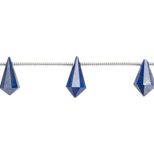 Lapis lazuli 1pkg10, hand-cut top-drilled faceted point bead natural 10x5mm-12x6mm