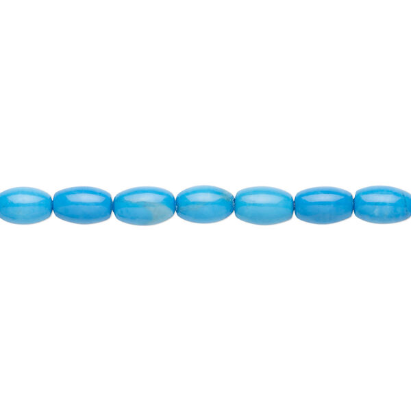 Bead, howlite (dyed), turquoise blue, 6x4mm oval, B grade, Mohs hardness 3 to 3-1/2. Sold per 16-inch strand. image number 0