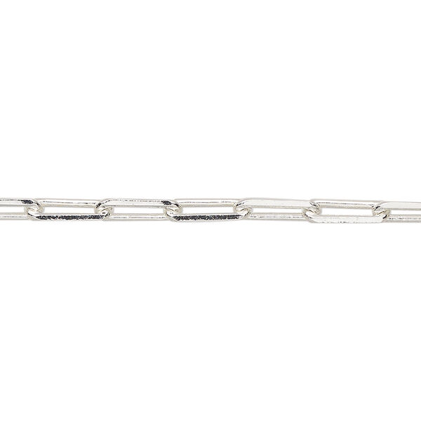 Chain, silver-plated brass, 3.3mm paperclip. Sold per pkg of 5 feet. image number 0