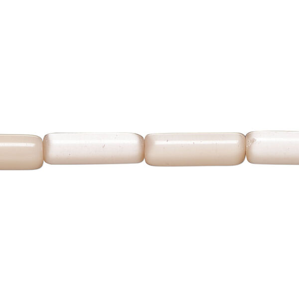 Bead, cat's eye glass (fiber optic glass), peach, 15x4mm-17x6mm round tube. Sold per 14-inch strand, approximately 25 beads. image number 0