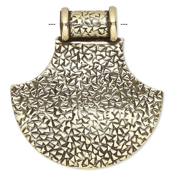 Pendant, antique gold-plated copper, 47x44mm axe with textured confetti design and tube bail. Sold individually. image number 0