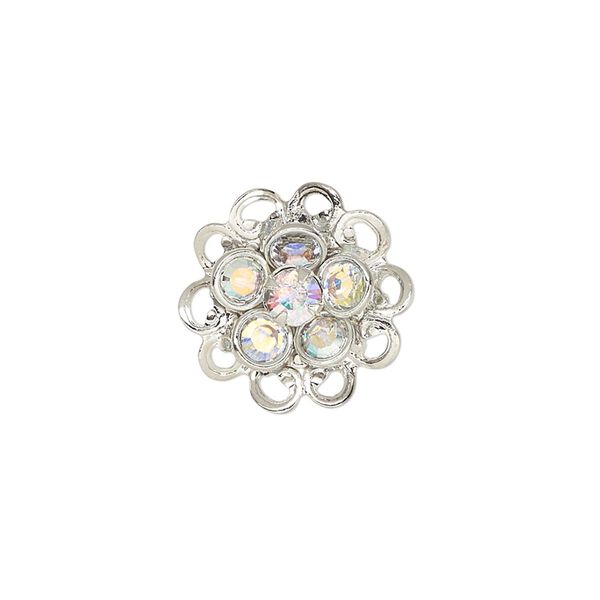 Sew-on 1pk crystal rhodium finish AB, Crystal Passions® 17mm flower image number 0