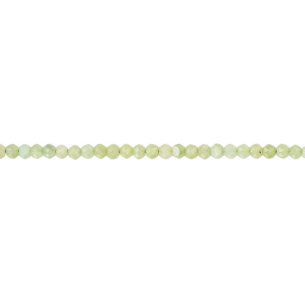 Peruvian green opal 1pkg1, hand-cut faceted round bead natural B grade, 15.5-16 inch 2mm image number 0