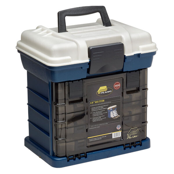 Tote, Plano® Storage Systems, blue and silver, 14 x 13-1/4 x 10 inches, 5-15 compartments. Sold individually. image number 1