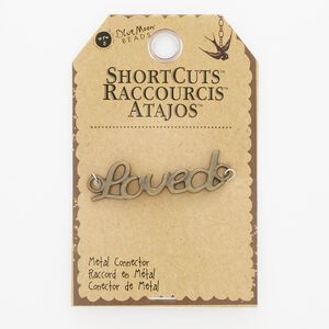 Focal, antique brass-finished "pewter" (zinc-based alloy), 46x13mm curved "Loved" with 2 loops. Sold individually.