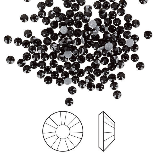 Flat back 1440pk jet foil back, Swarovski® hotfix 2.3-2.5mm rose round SS8 2038HF image number 0