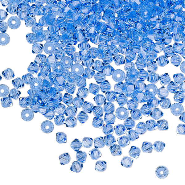 Bead 48pk sapphire, Preciosa Czech crystal 3mm bicone image number 0